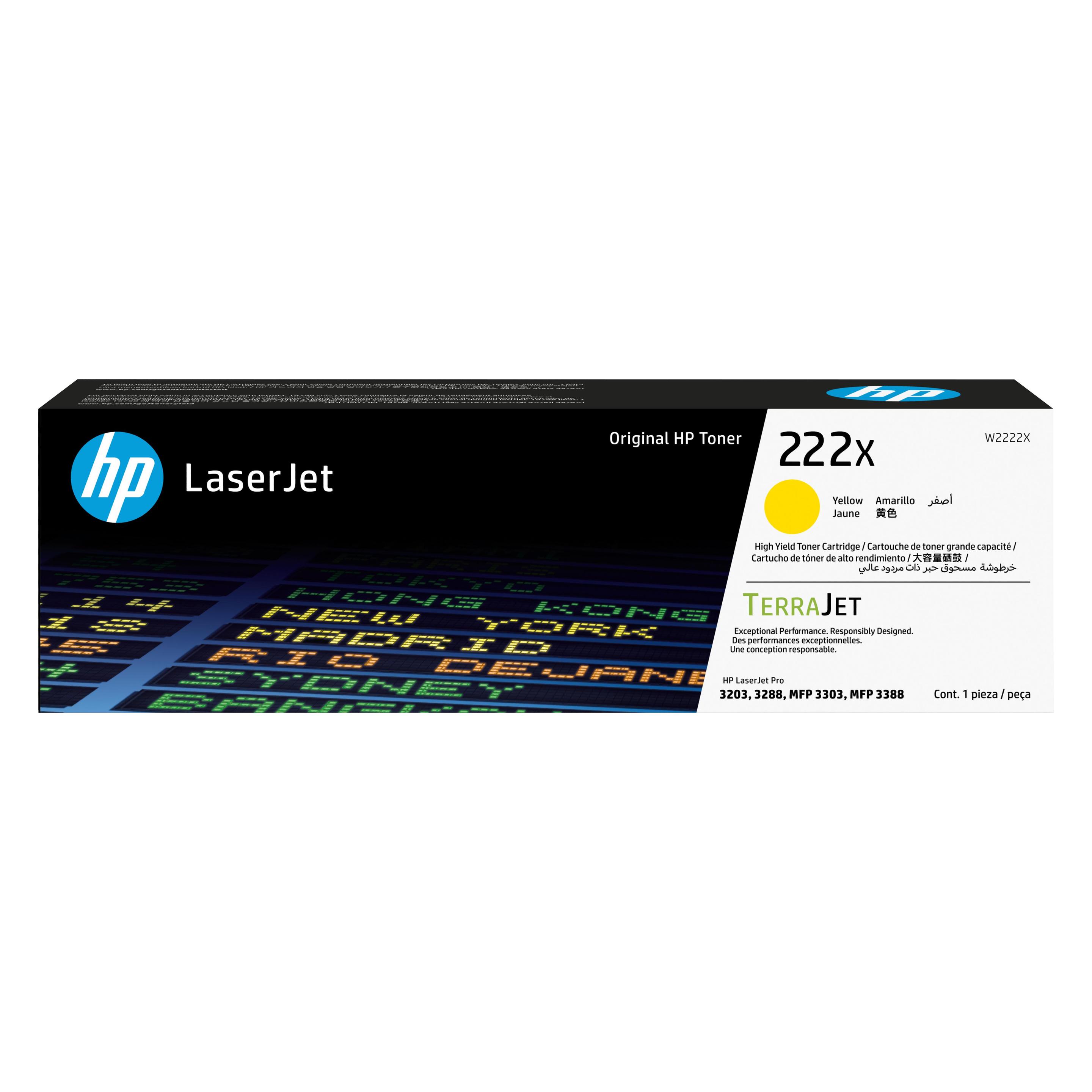 HP 222X Gelb Original LaserJet-Tonerkartusche mit hoher Reichweite, 2500 Seiten, Gelb, 1 Stück(e) (Y) (W2222X)