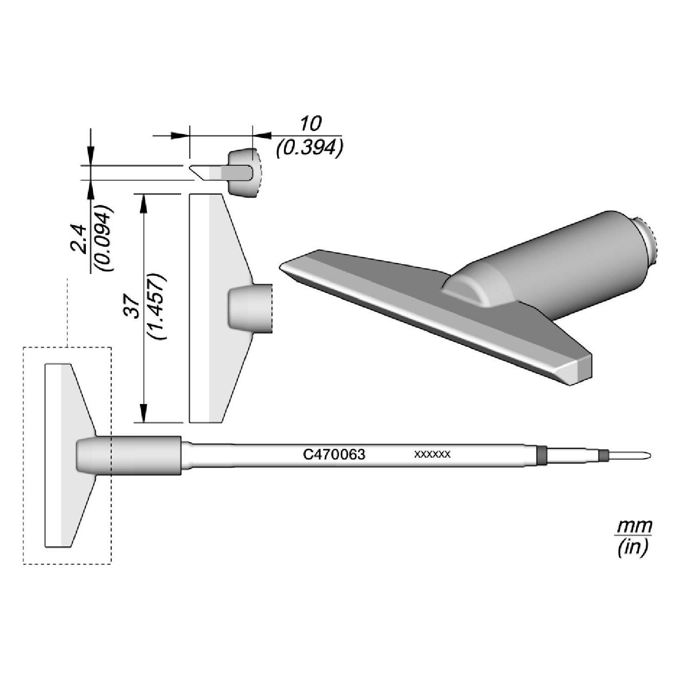 JBC Lötspitze C470063 klingenförmig 37 mm, für T470 Lötkolben (Lötspitze) (C470063)