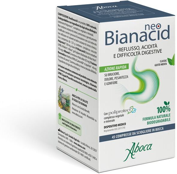 ABOCA SpA SOCIETA' AGRICOLA Aboca NeoBianacid - Acidità Reflusso Difficoltà di Digestione, 45 Compresse