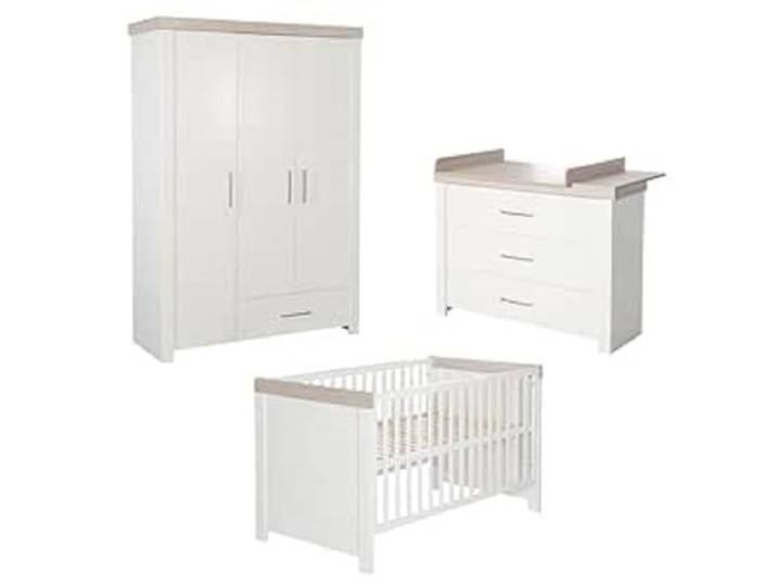 roba Babyzimmer ‚Lucy‘ 3-teilig, inkl. Kombi-Kinderbett 70 x 140 cm, Wickelkommode & Schrank 3-türig