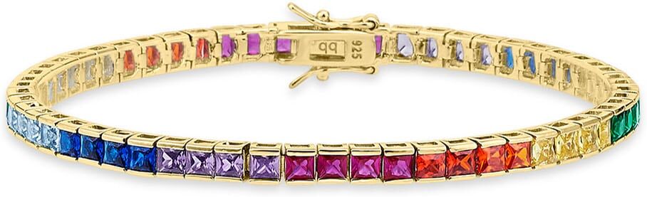 Armband BRUNO BANANI "Schmuck Geschenk Silber 925 Armschmuck Tennisarmband Regenbogen" Gr. 19, gold (gelbgoldfarben, mehrfarbig, mehrfarbig), Armbänder, Damen, 19, Silber 925 (Sterlingsilber), Armband, mit Zirkonia (synth.)