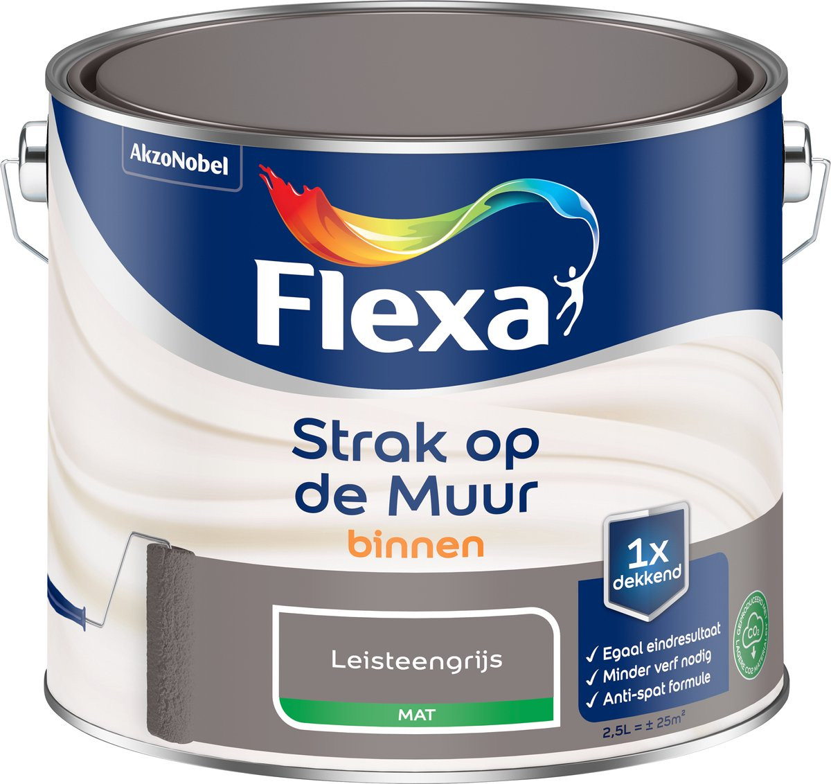 Flexa Strak Op De Muur Binnen Mat - Leisteengrijs - 2,5 l