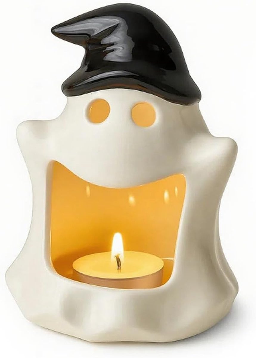 Wit Keramieken Spook Kaarsenhouder voor Halloween Decoratie