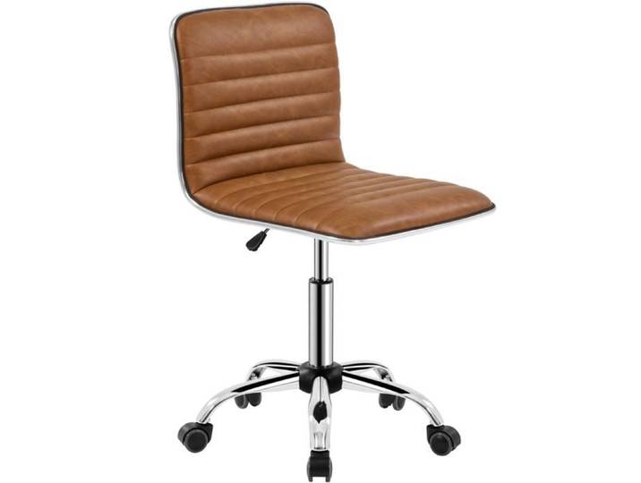 Chaise de Bureau Blanche YAHEETECH - Sans Accoudoir - Hauteur Réglable - Dossier Confortable - 120 kg - Brun
