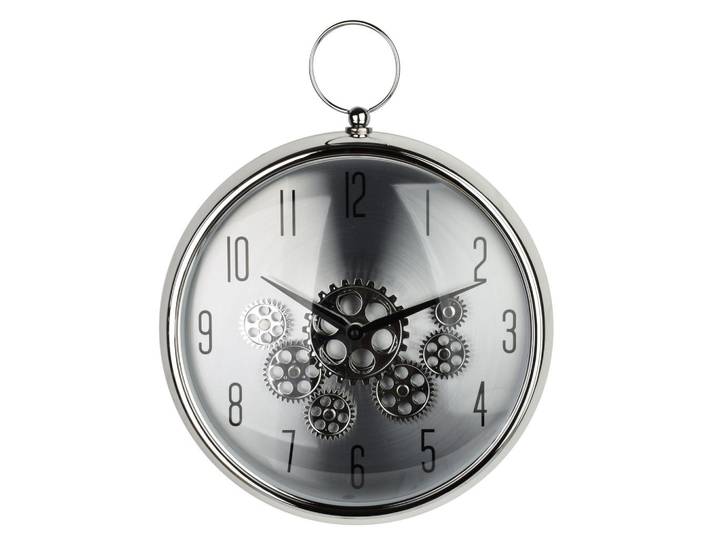 Mondex Wanduhr Ramsey silber 35/43/9 cm Kunststoff, Silberfarben, 35x43x35 cm, Dekoration, Uhren, Wanduhren
