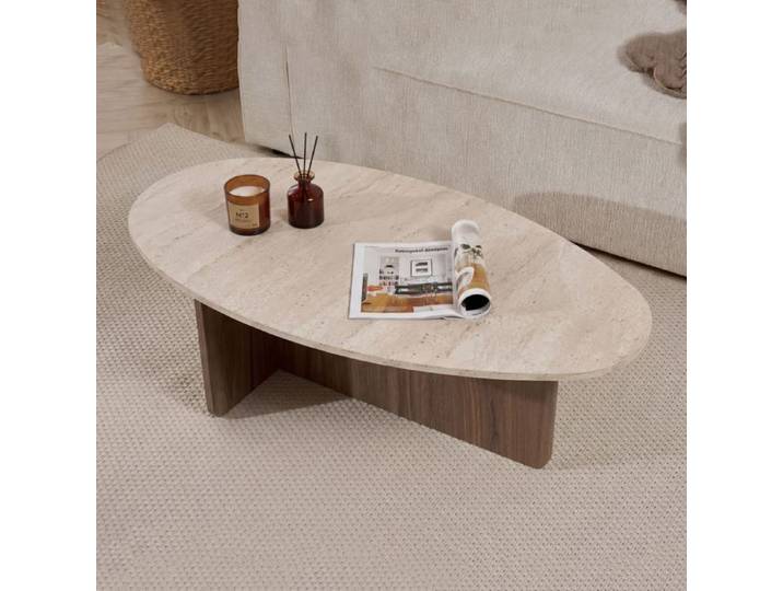 Table basse Parona Dmora en bois noble noyer marron 120x65x40h cm