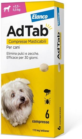 Elanco Adtab 112 Mg Cani 2,5-5,5 Kg 6 Compresse Masticabili