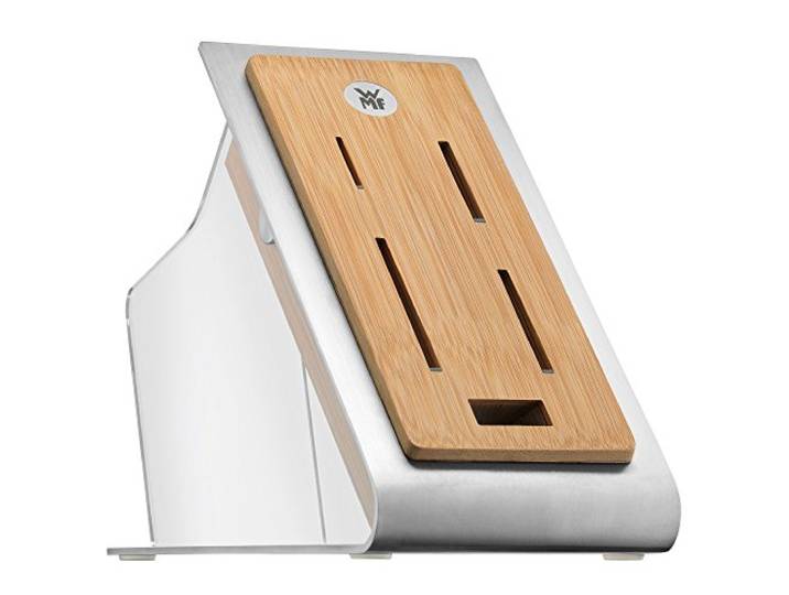 WMF Chef's Edition Messerblock unbestück, Messerblock ohne Messer, leer, Bambus, Kunststoff, Edelstahl, für 4 Messer, 1 Schere
