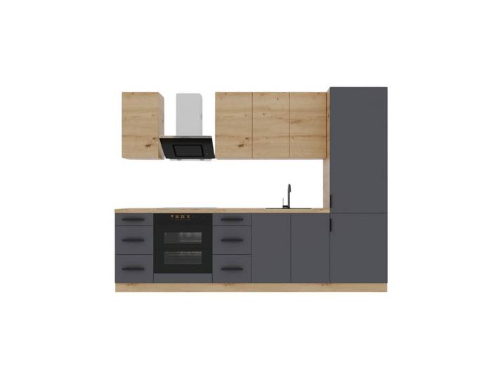 ROYAL24_MARKT Küchenzeile K98-G280 - Langen - Raumeffizienz mit Charakter, (Komplett Set), Edle Materialien - Stilvolles Design - Hohe Qualität.