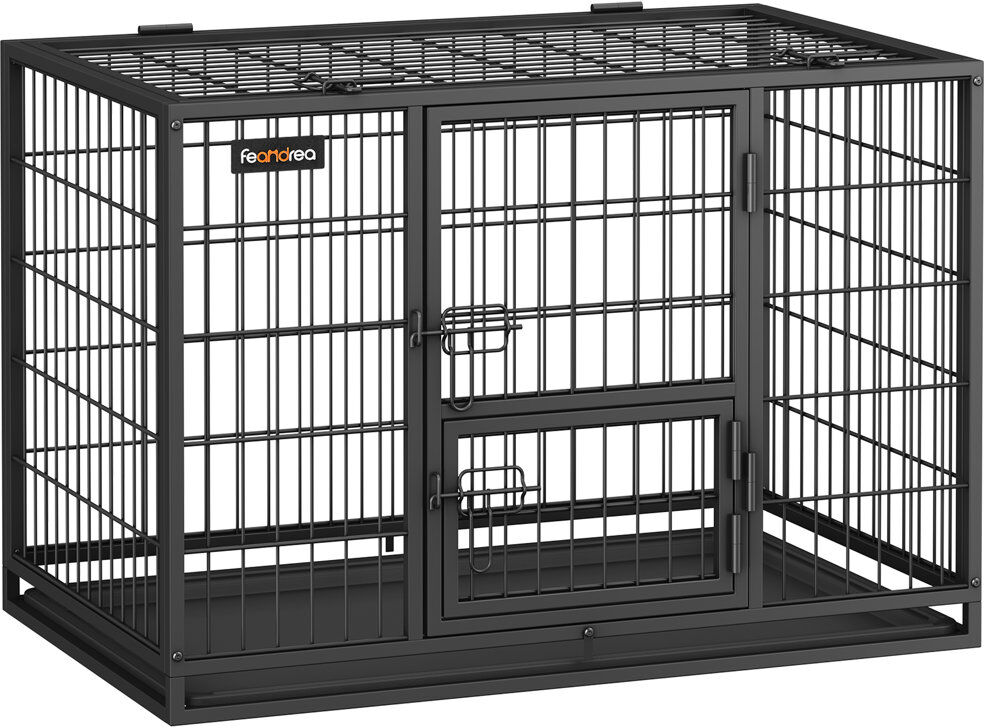FEANDREA Metal Pet Crate with 1 Door 64cm H x 57.5cm W x 92.5cm D