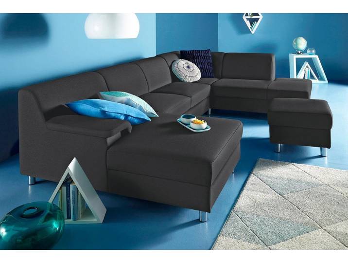 Home affaire Wohnlandschaft Jamie, zeitloses Design, fester Sitzkomfort, viel Platz, U-Form, wahlweise mit Bettfunktion