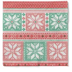 Sovie HORECA Serviette Chriss in Rot-Grün aus Tissue 40 x 40 cm, 100 Stück - Weihnachten Eiskristalle