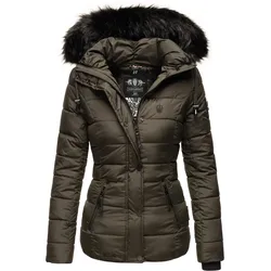 NAVAHOO Damen Modische Winterjacke Steppjacke mit Kunstpelz Kapuze Zuckerbiene
