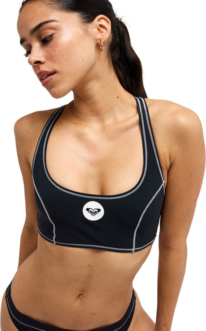 Bandeau-Bikini-Top ROXY "Roxy Active Bralette", Damen, Gr. M, schwarz (anthrazit), Obermaterial: 75% Nylon, 25% Elasthan., Bikini-Oberteile