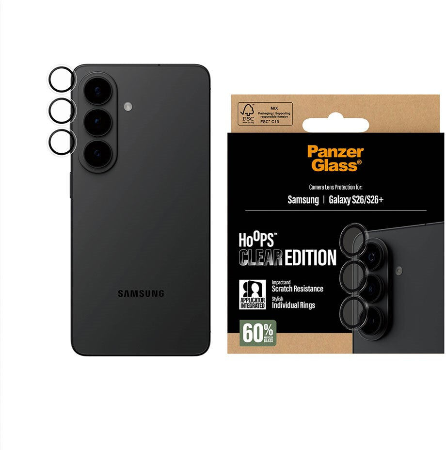Samsung Galaxy S26 / S26+ (Plus) PanzerGlass Hoops - Beskyttelse til Kamera - Gennemsigtig