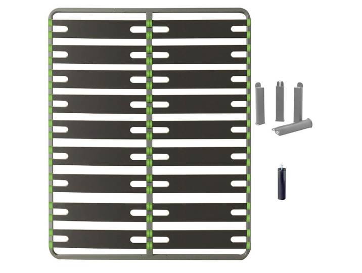 Pack sommier 2x9 lattes 160x200cm + pieds gris + pied central