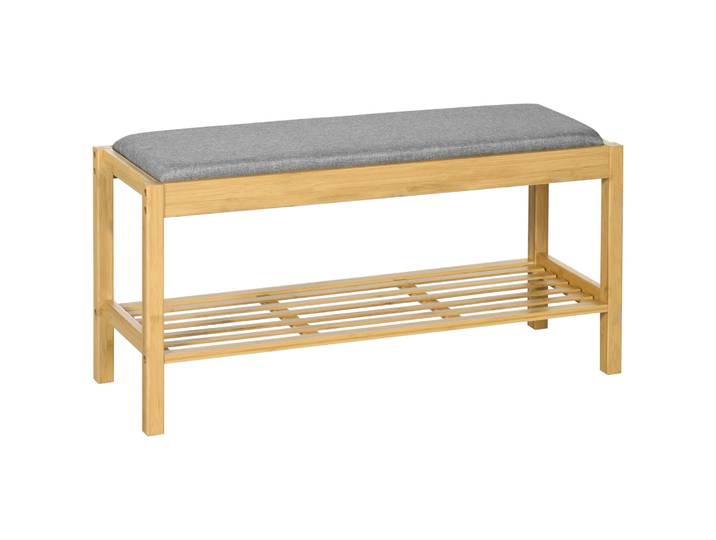 Banc à chaussures en bambou Homcom pour 3 paires de chaussures 90X30X46 cm Naturel