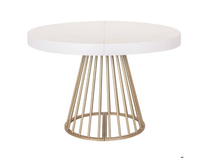 MOSAIKASA Table ronde extensible Soare Blanc pieds Or