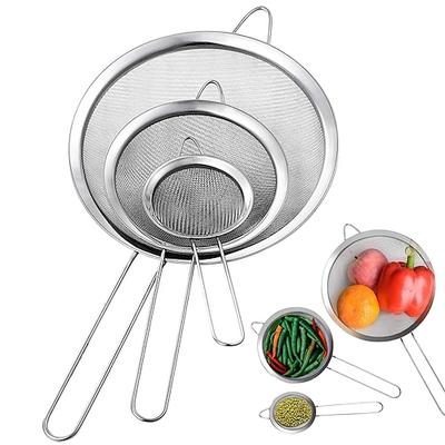 3er-Set feinmaschiges Sieb Multifunktionssieb aus Edelstahl mit stabilem Griff