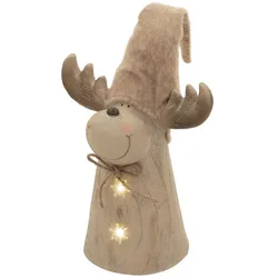 ECD Germany Weihnachtselch-Figur mit LED-Beleuchtung Weihnachtsdeko Innen LED-Rentier mit Mütze Weihnachtsfigur Batteriebetrieb Weihnachten Dekofigur