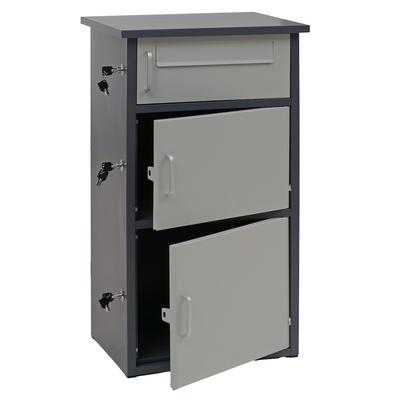 Proregal Paketkasten mit 3 Fächern | HxBxT 89x49x38cm | Stahl | Dunkelgrau/Grau| Paketbox Paketfach Paketstation Briefkasten