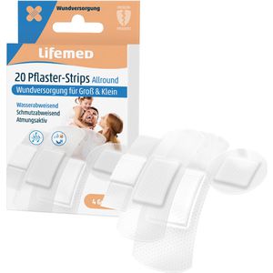 Lifemed Pflaster Allround, 20 Strips, wasserfest, atmungsaktiv, 4 Größen