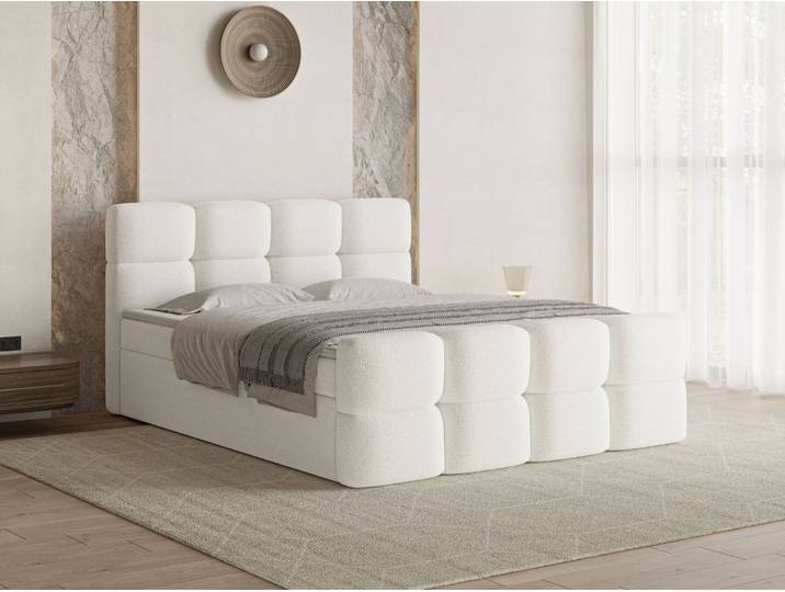 Boxspringbett mit Bettkasten 120x200 Rivon Creme