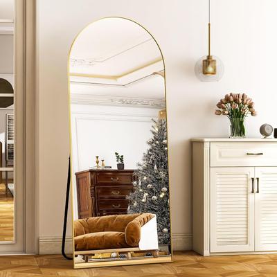 Fusion Finds Elegant Full Length Mirror Arched Floor Mirror With Aluminum Frame & HD Shatterproof Glass gold