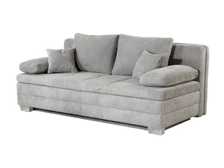 Schlafsofa Bettkasten Dauerschläfer grau Federkern 203 cm - LINDAU
