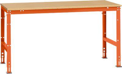 Manuflex Arbeitstisch UNIVERSAL Standard, 1750 x 1000 mm, Multiplex natur, rotorange