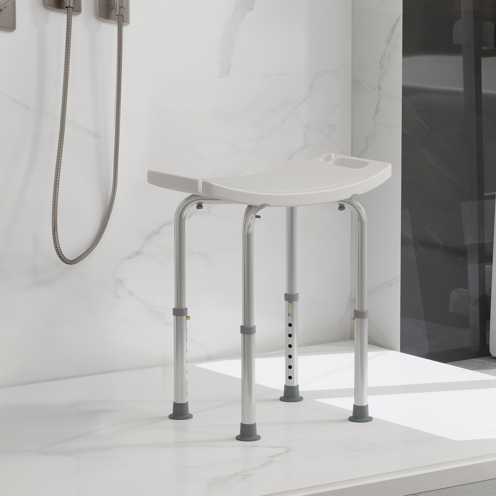 Homcom Sgabello Sedile Sedia per Doccia Bagno, Antiscivolo, Altezza Regolabile Aosom