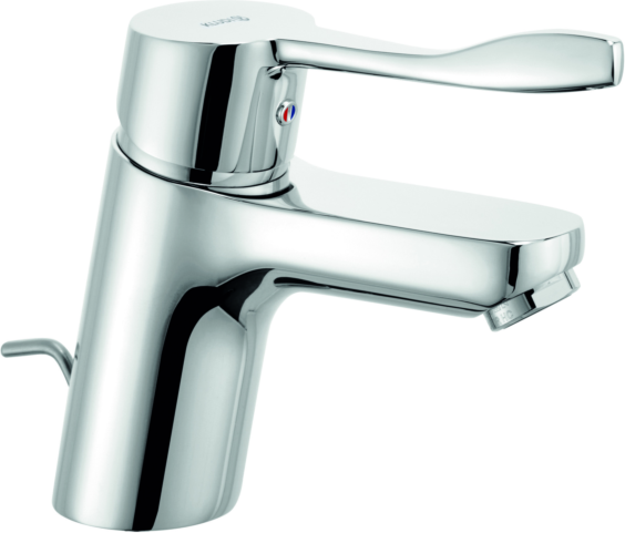Kludi Pure&easy care Waschtischarmatur 372840565 chrom, DN 15, mit Metall-Ablaufgarnitur, mit Public-Armhebel 120mm