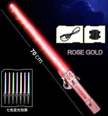 Playful Picks Telescopic Music Laser Sword, Colorful Glowing Light Sword Toy With Rotating Decompression For Kids & Adults rose Gold