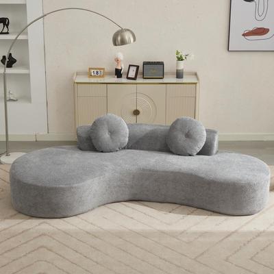 Moda Furnishings Modern 105.5''Curved 3-4 Seater Sofa Couch with 2 Pillows
