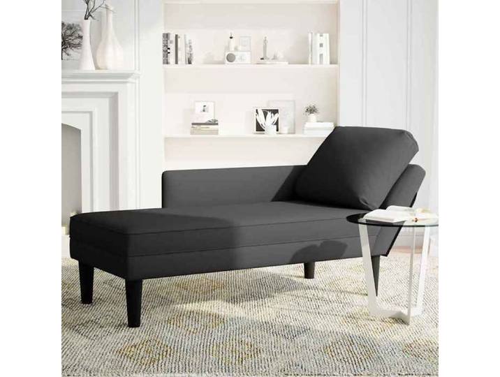 NEUF Fauteuil long avec coussin et accoudoir droit noir velours - l132xP56xH70 cm 03_50667718