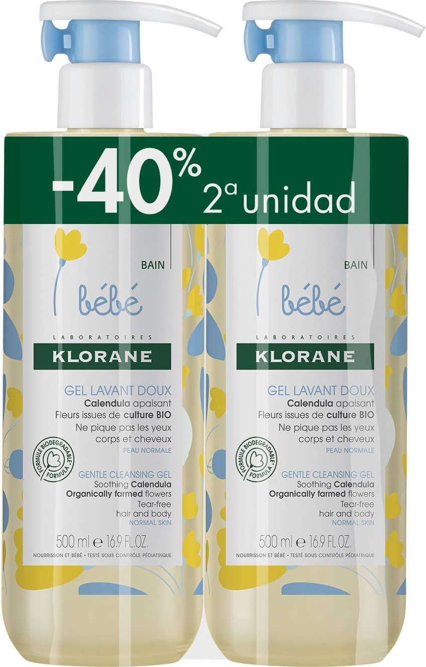 Klorane Bebé Gel Limpiador Suave 2x500ml