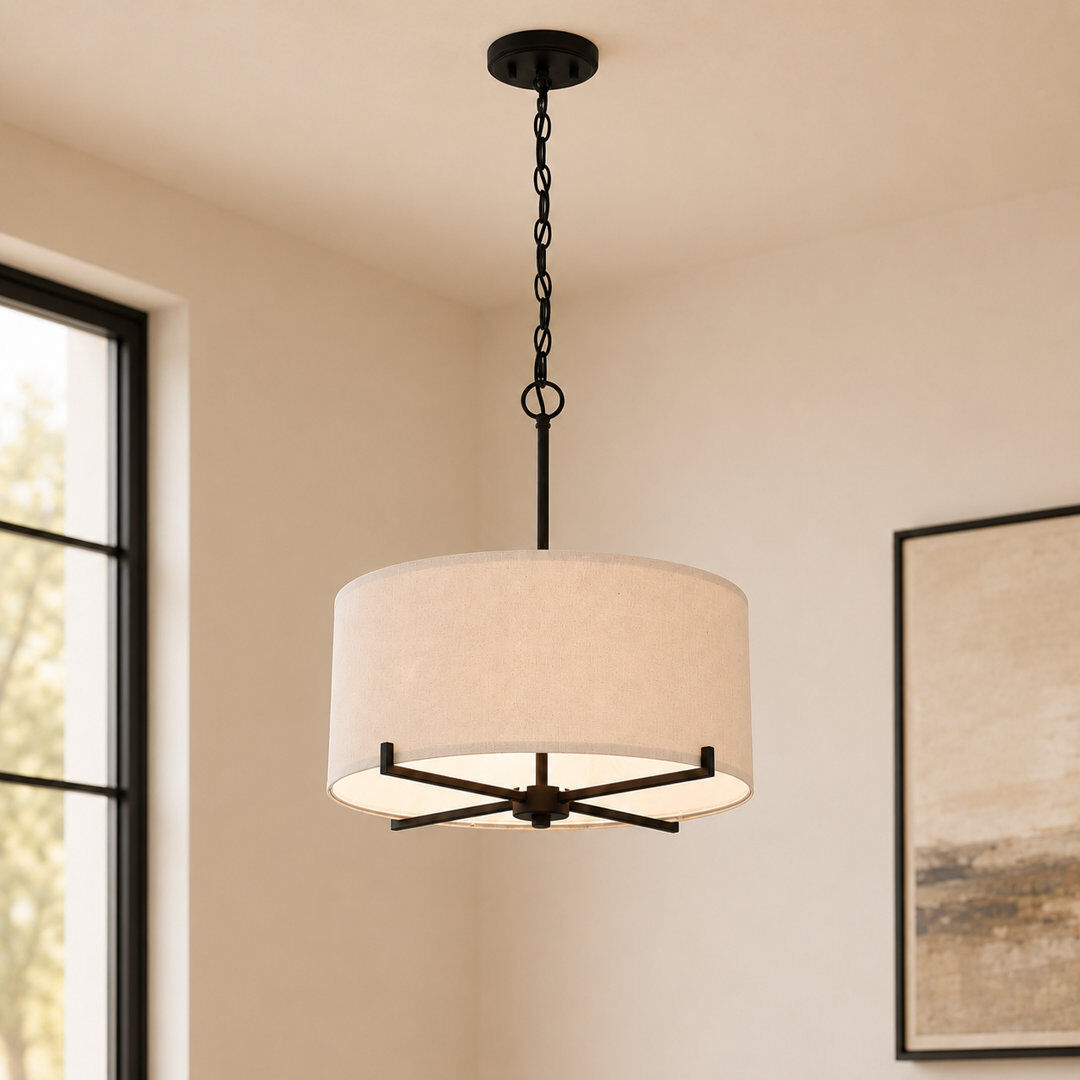 17 Stories 4 - Light Drum Chandelier White 53.6cm H X 47cm W X 47cm D