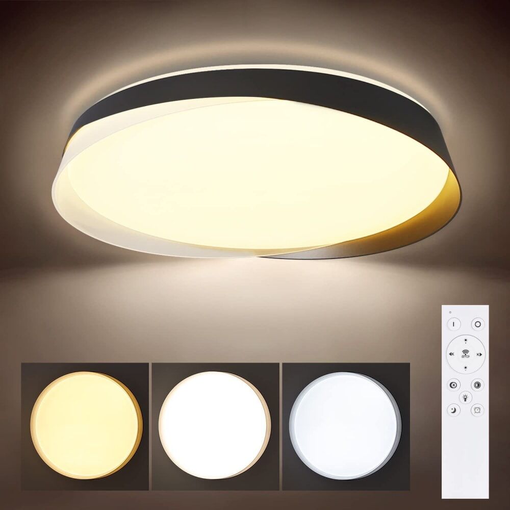 ZMH Plafonnier en pvc blanc 42x41x9.5cm led intensité variable 36w Blanc 42x10x41cm