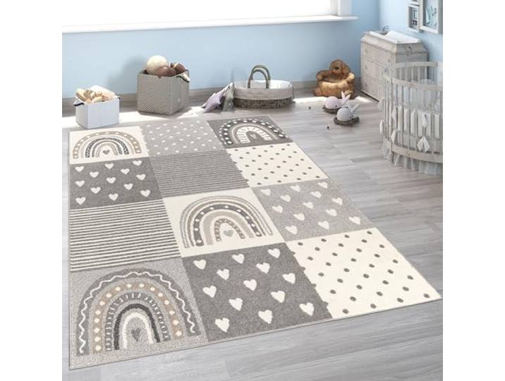 Paco Home Kinderteppich Teppich Kinderzimmer Mädchen Jungs Verschiedene Motive Und Größen, Grösse:200x280 cm, Farbe:Grau 4