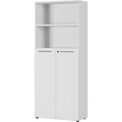 bümö Andratx Aktenregal & Schrank abschließbar, Büroschrank Regal Kombination Holz 80cm breit in grau - abschließbarer Schrank für's Büro &