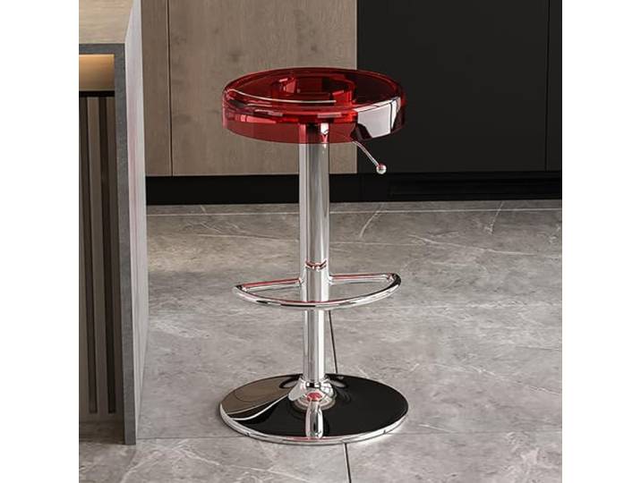 Acryl-Barhocker, Barhocker, Barhocker, Barstühle, Höhenverstellbarer Drehhocker, Küchenthekenhocker (Color : Red, Size : Silver Lifting Rod)