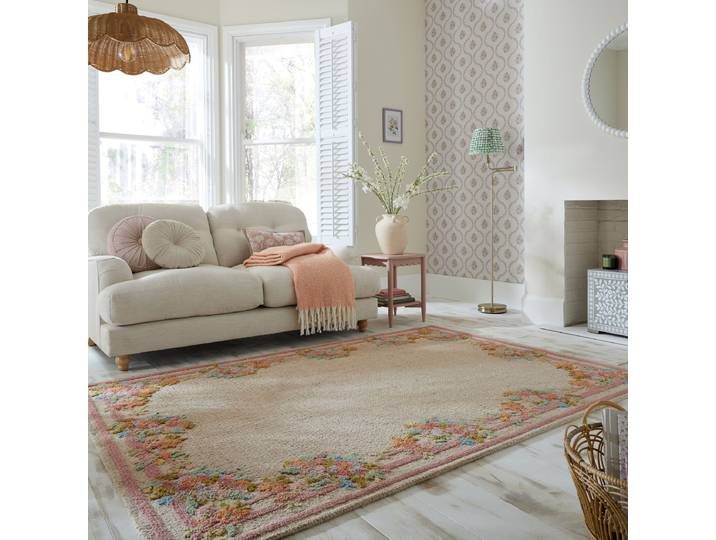 Wollteppich Elise Floral Multicolor 140 x 200cm Wolle