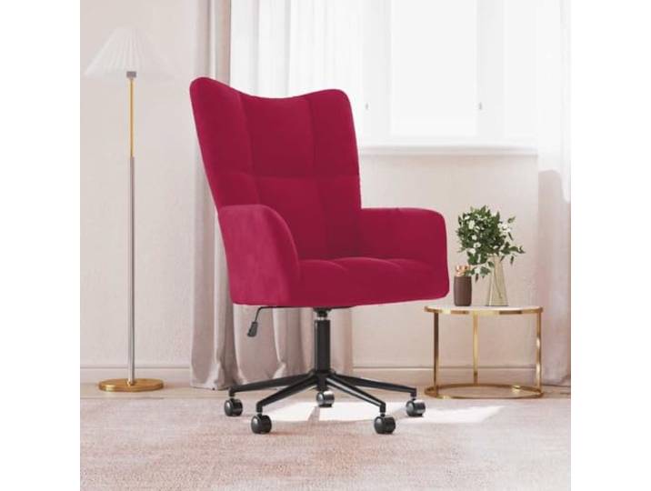 YUTAASU Velvet Recliner Chair Wine Red Height Adjustable, 360 Degree Swivel, Sturdy Steel Base, Max 110 kg