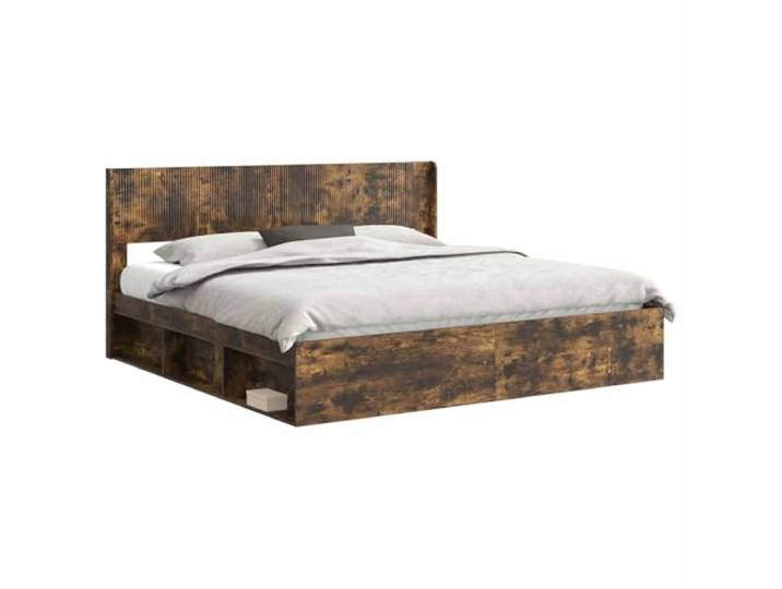 PUGYNBK Bettgestell mit Stauraum und Kopfteil Hochwertiges Holz, Lattenrost, integrierte Fächer, ohne Boxspring, einfache Reinigung