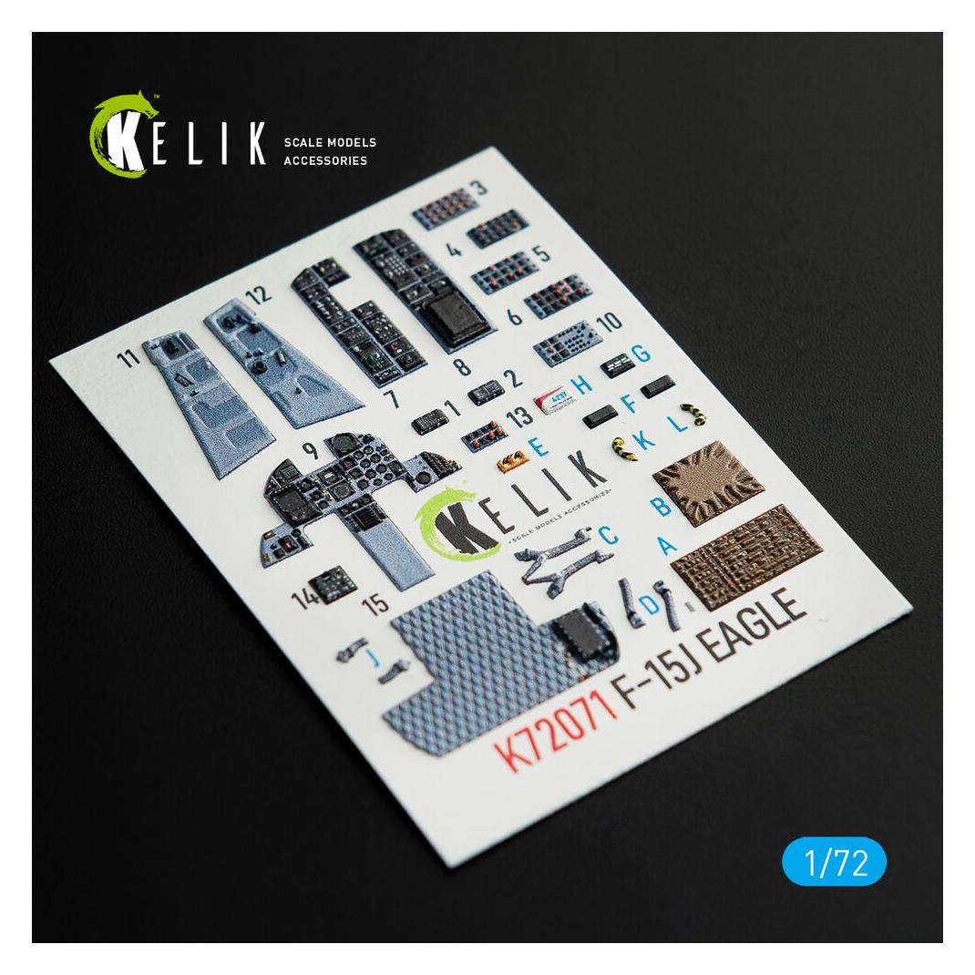 Kelik F-15J Eagle interior 3D decals for PLATZ kit (K72071)