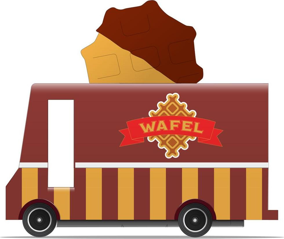 Candylab houten speelgoedbus Waffle geel retro design