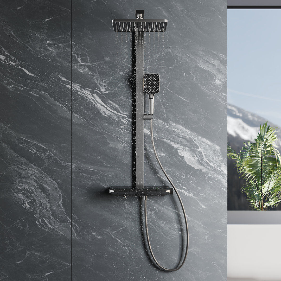Belfry Bathroom Timed Shower System with Piano Key Controls and Digital Display Grey