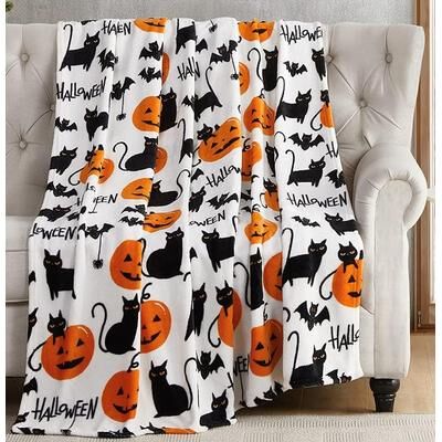 Shop Station Black Bat Throw Blanket Soft Bat Throw Blanket Flannel Gothic Fleece For Sofa, Bed & Travel c 27.56 39.37 In