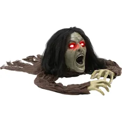 HALLOWEEN-DEKORATION kriechender Zombie 140 cm mit LED-Augen, Soundfunktion