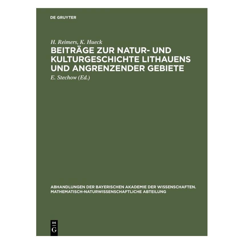 De Gruyter Reimers:Beiträge zur Natur- und Kulturg (Deutsch, Hardcover, H. Reimers) (67827107)